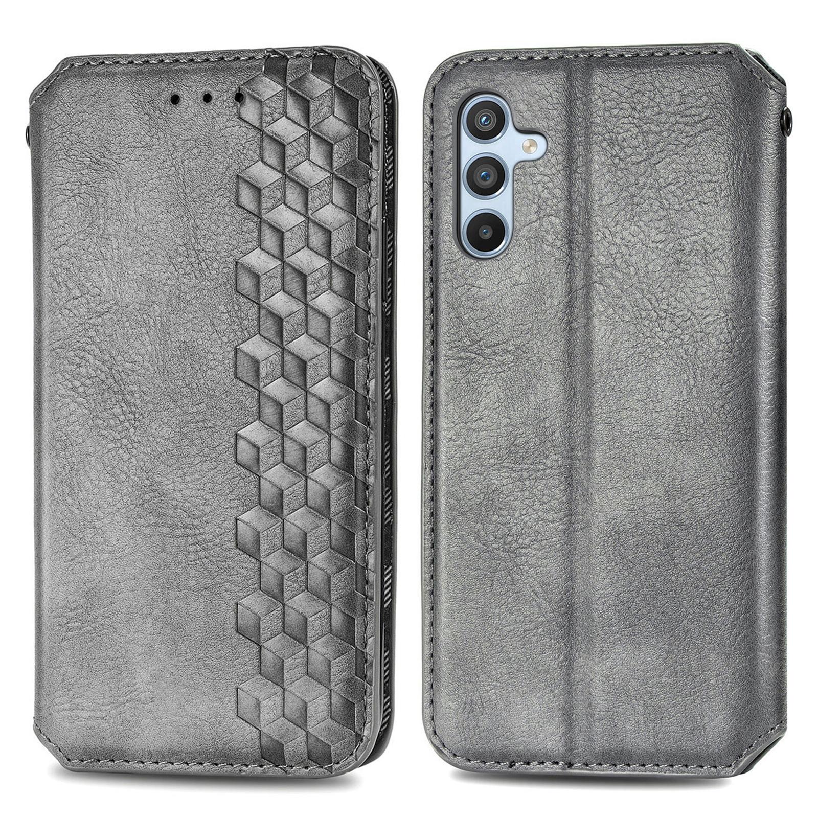 

Чехол для Samsung Galaxy A56 5G с ромбовидным тиснением, кошелек-подставка, чехол для телефона из ПУ кожи Grey