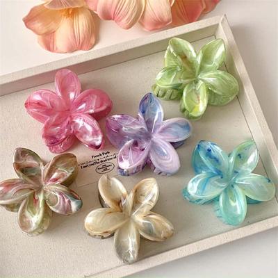 Acrylic Flower Hair Clip for Women Marble Texture Hair Claws Clips Trendy Girl Hairpin Korean Hair Accessories Headwear