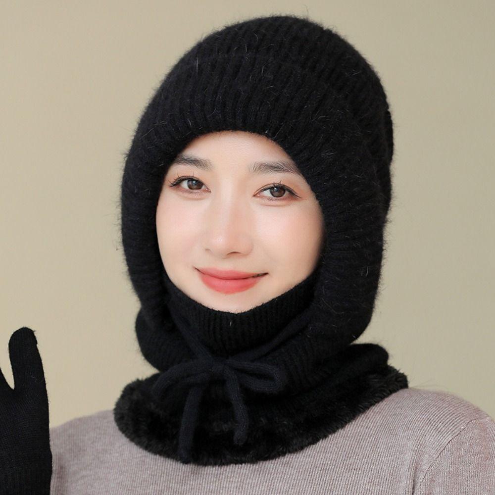 Windproof Knitted Balaclava Hat Ear Protection Pullover Hats Fashion Hooded Cap  All-match