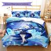 Genshin Pattern Bedding,Quilt Set Quilt Cover Pillowcase Home Birthday Gift (1 * duvet cover + 2 * pillowcase, without core)