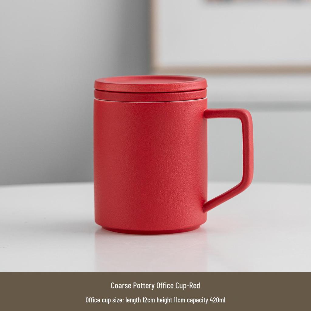 Ceramic Tea and Water Separation Mug with Lid and Filter - Office Event Souvenir