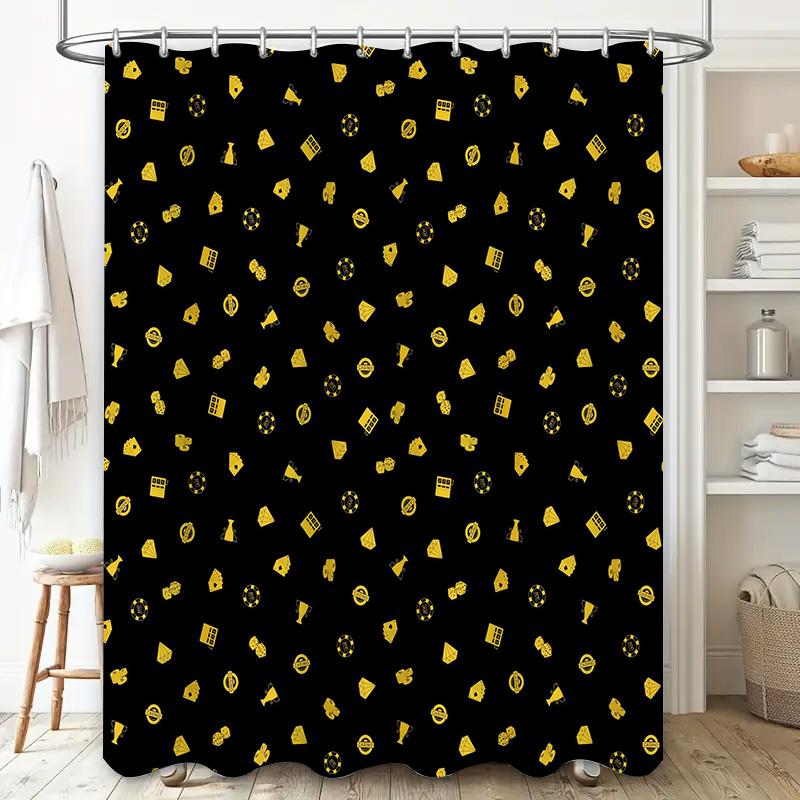 Black and yellow waterproof bathroom curtains with a pattern design for home decor custom-made shower curtain