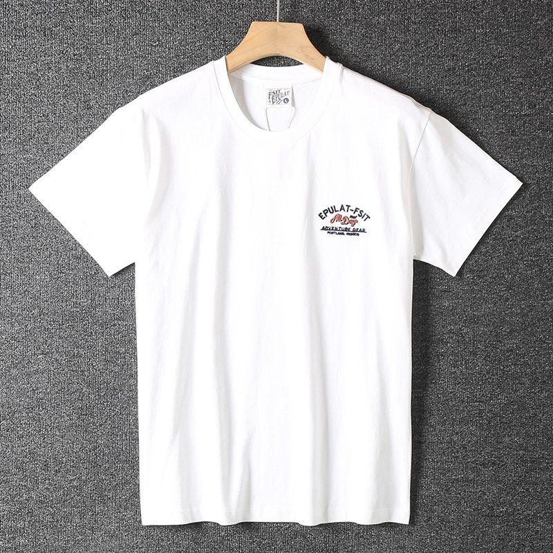 Foreign Trade Cut the Tag Off Tail Goods Skin-friendly Sanding Cotton Letter Embroidery Summer New Men's Fashion Round Neck Short Sleeve T-shirt