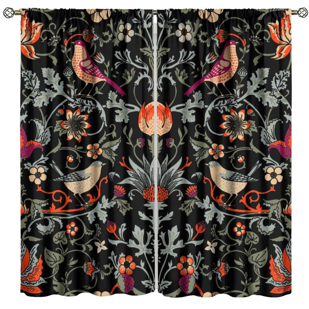 Tenda Retro Finestre William Morris con Motivo Botanico, Tenda Oscurante William Morris Arte Floreale 2 Pannelli