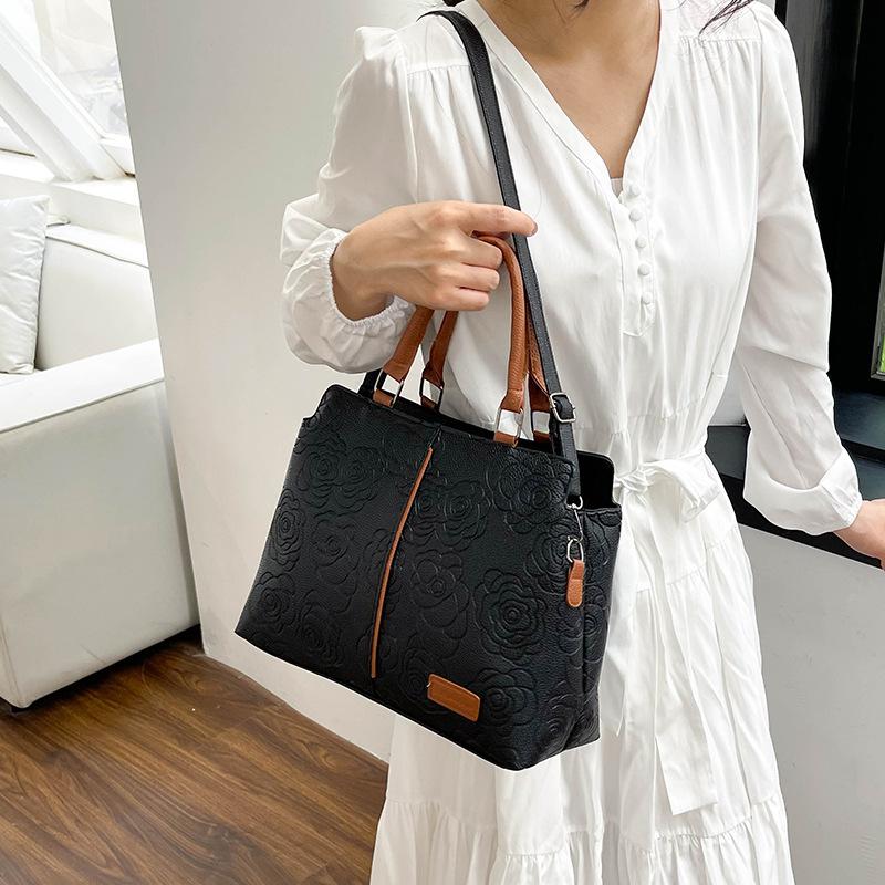 Handbag Outdoor Crossbody Large Capacity Viral Same Style Embossed Shoulder Bag Women Bag PU Soft Leather Texture