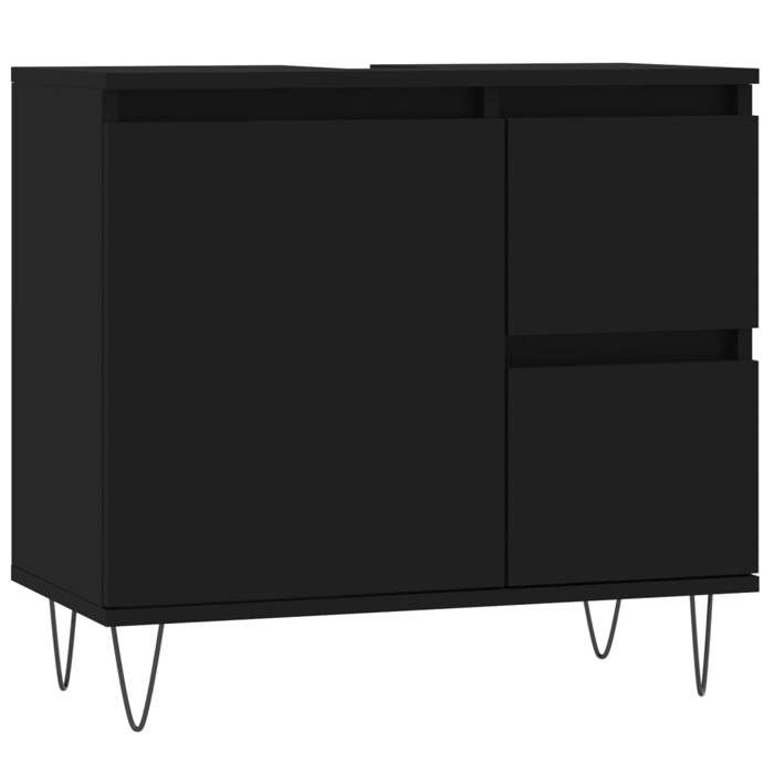 VidaXL Armoire de salle de bain noir 65x33x60 cm bois d'ingénierie 831605