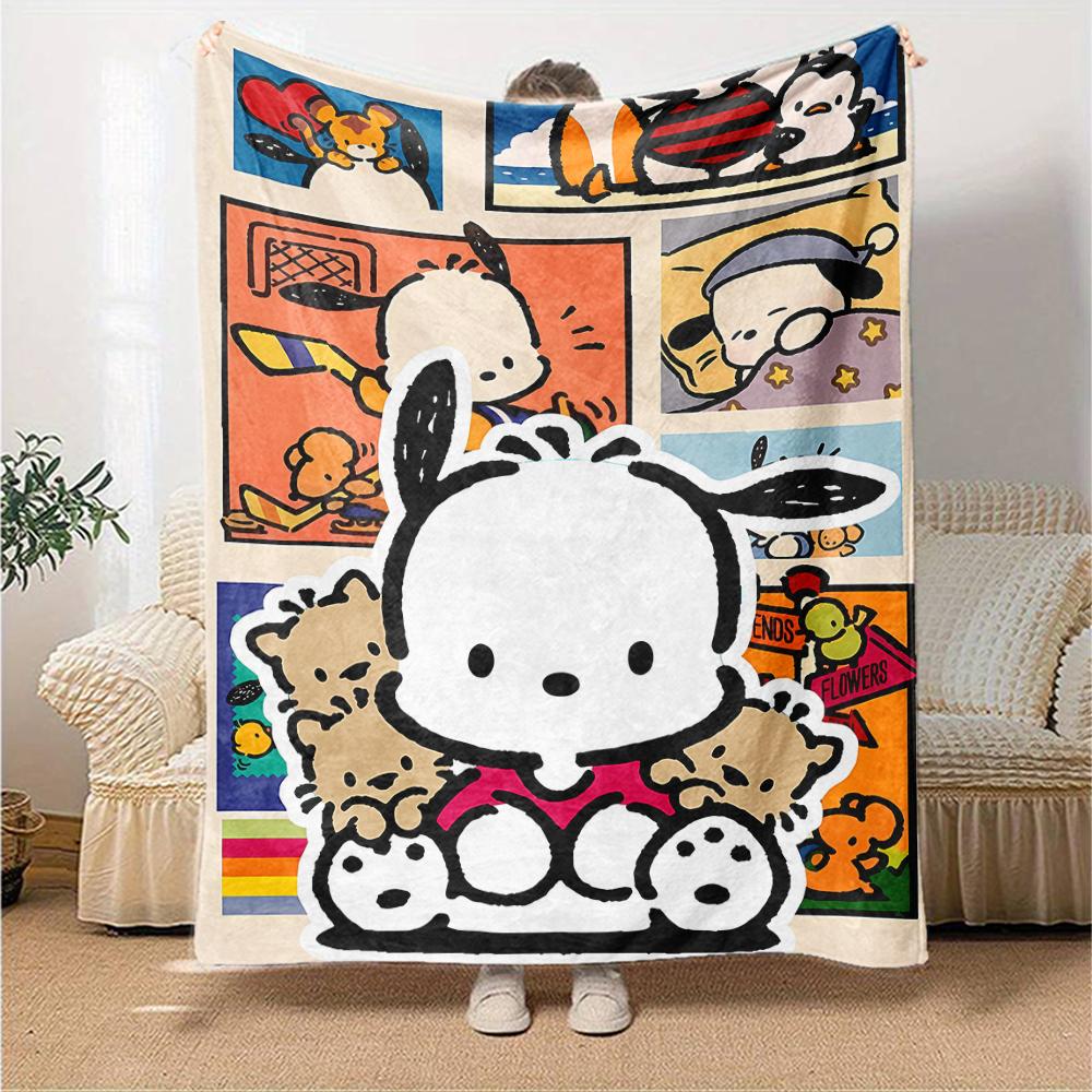 1pc Sanrio Pochacco1 Blanket, Gift, for Men and Women, Soft Blanket, Good for Sofa Bed Couch Travel, Lightweight Flannel Blanket