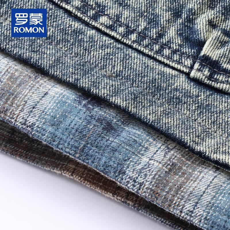 ROMON Men's Fake Two-Piece Denim Jacket for Autumn/Winter