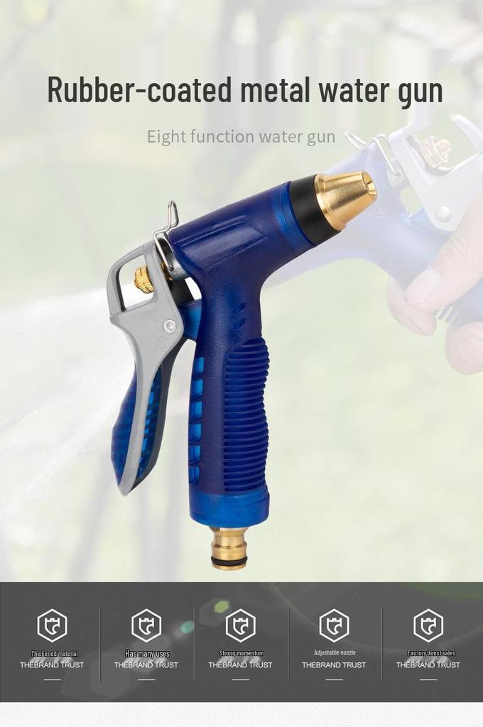 Sky Blue High-Pressure Copper Water Nozzle for Car Wash and Gardening