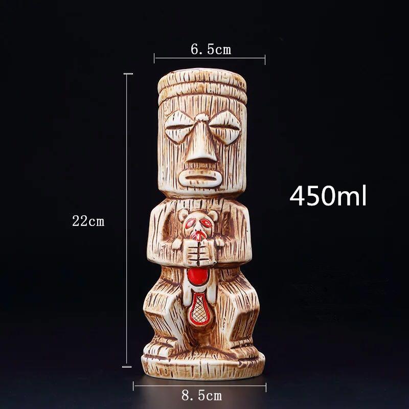 450ml Keramický Tiki Hrnček Kreativní Porcelánový Pivní Vinný Hrnček Šálek Barový Nástroj