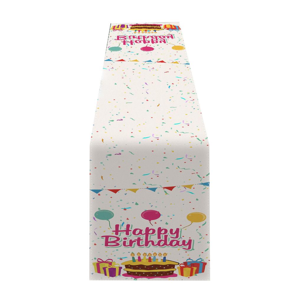Colorful Table Runner Happy Birthday Anniversary Table Runner Table Decor Personalized Party Gathering Tablecloth