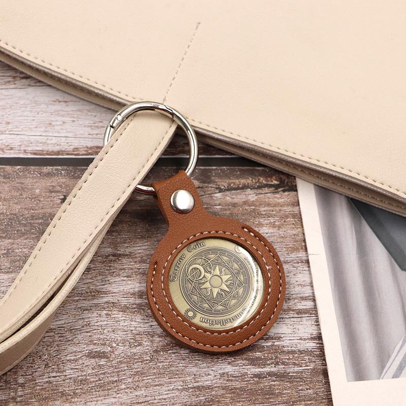 Badge Decision Coin Storage Keychain Leather Case 30-38mm Commemorative Coin Protective Case