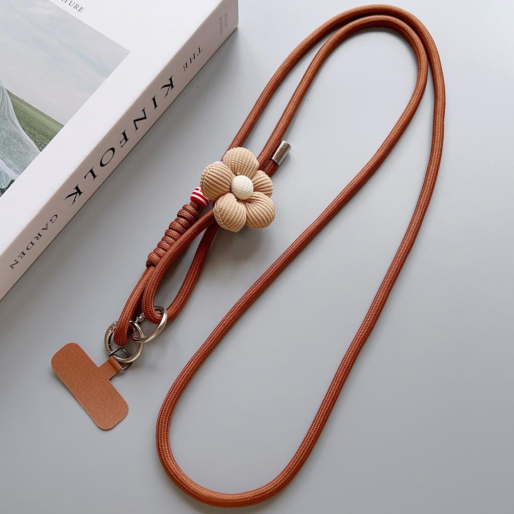 Fashionable Flower Double-Sided Adjustable Mobile Phone Universal Lanyard, Diagonal Long Lanyard Anti-Loss Hanging Piece