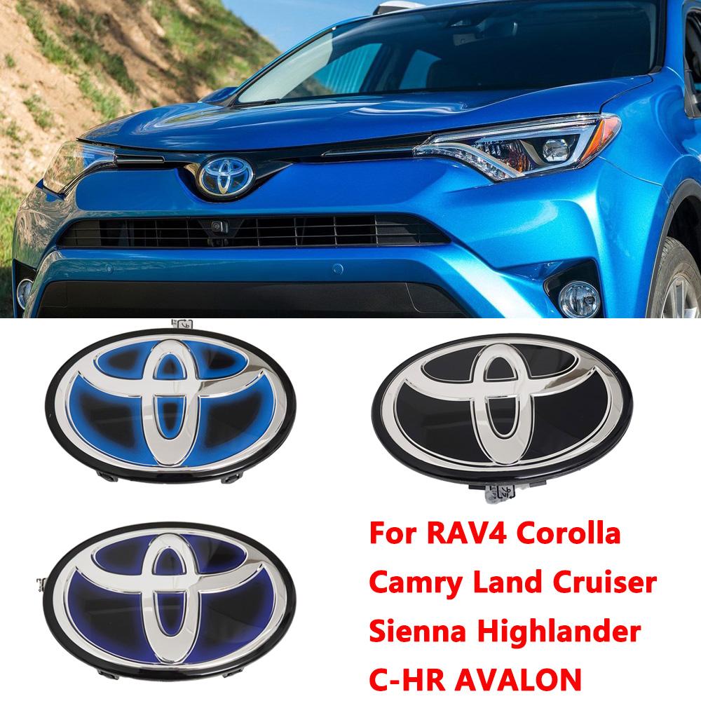 VJN4 For Toyota RAV4 Corolla Camry Land Cruiser Sienna C-HR AVALON Front Grille Hood Badge Replacement Dark Blue Hybrid Logo