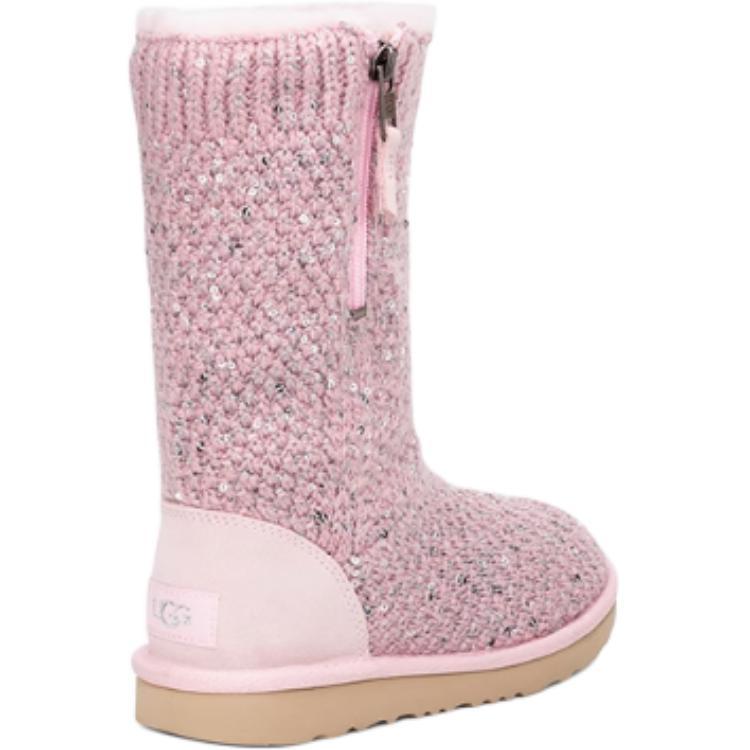 UGG Sequin Knit Comfortable Versatile Non-Slip Wear-Resistant Warm High-Top Boots Kids Boots Crystal-Pink 1104669K-PCRY
