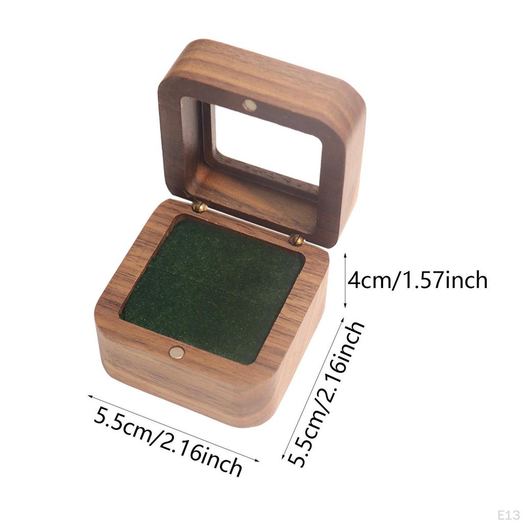 Wooden Ring Box Engagement Elegant Small Jewelry Trinket for Proposal Birthday