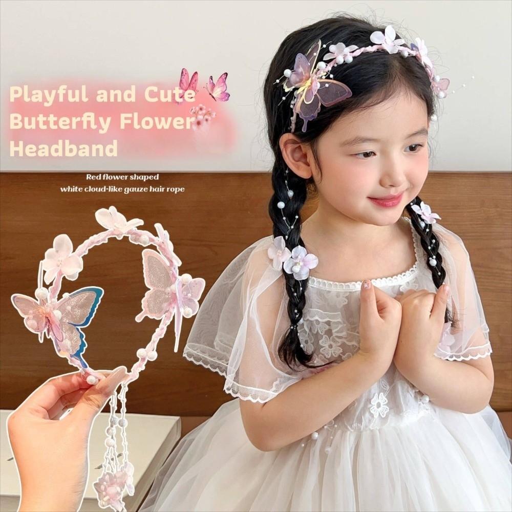 Non-Slip Princess Flower Crown 3D Butterflies Princess Hair Hoop Fairy Butterfly Headband  Gifts