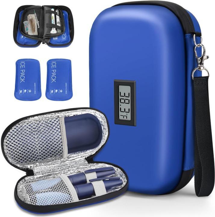 Insulin Cooler Travel Case Mini Insulin Cooler Bag Heat Insulation Temperature Display Medicine Diabetic Supplies Travel Case