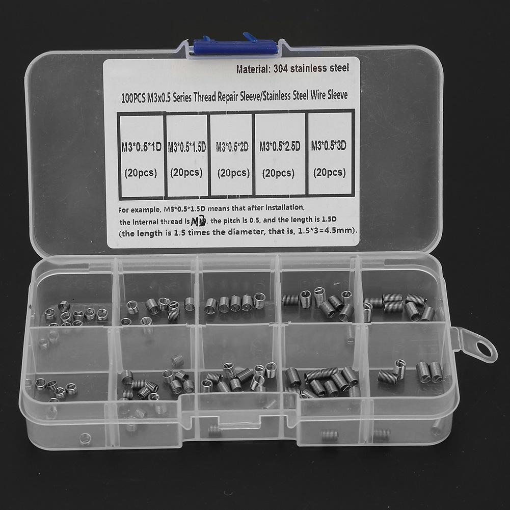 

100 шт. Вставка для ремонта резьбы из нержавеющей стали с проволочной навивкой, резьбовая втулка (# 3)