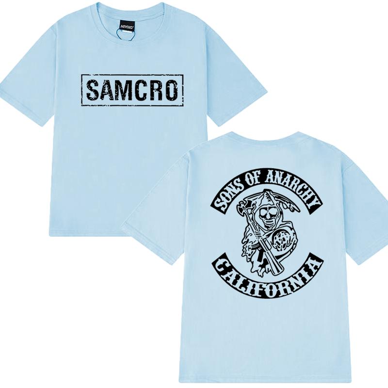 2025 Hip Hop Vintage T Shirt Men Women Sons of Anarchy SAMCRO Double Sided Print Short Sleeve T-shirts Unisex 100% Cotton Tops