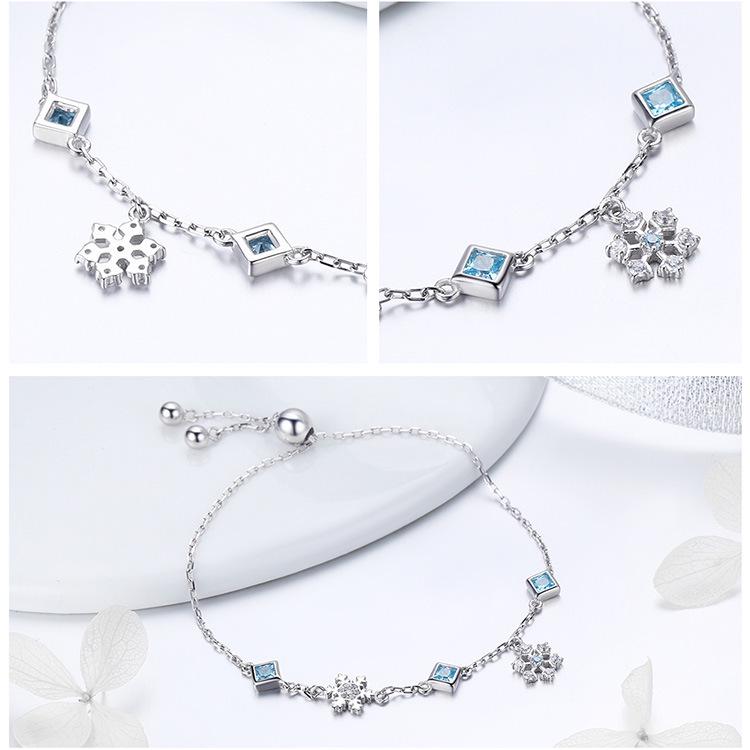 Yinziyun Snowflake Rhinestone S925 Silver Winter Bracelet - Christmas Jewelry