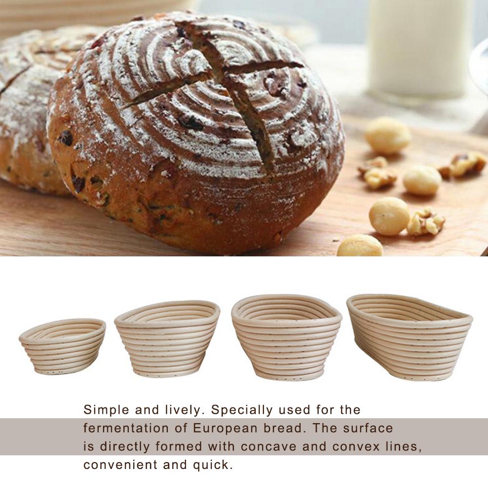 Round Oval-shaped Triangle-shaped Bread Proofing Basket Natural Rattan Proving Basket Sourdough for Kitchen Home Bakers with Liner Cloth