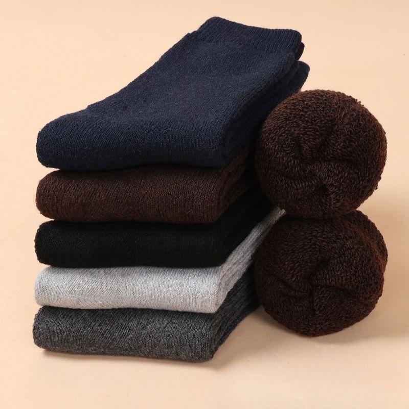 5 Paar Herren Mid-Calf Socken Vintage Warme Socken Strick Socken für Winter