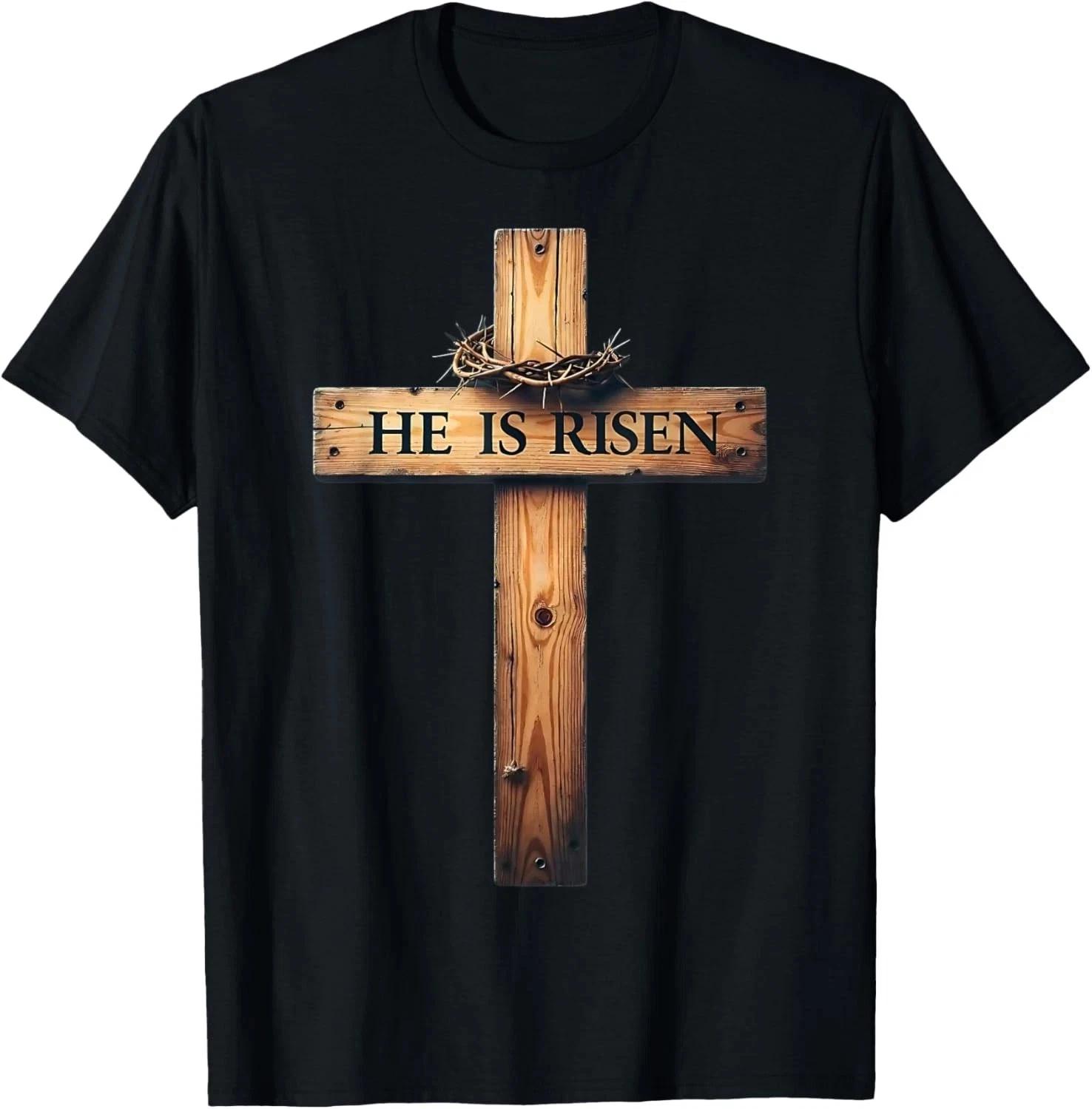 Easter Cross He Is Risen Jesus Christian Men Women T shirt L