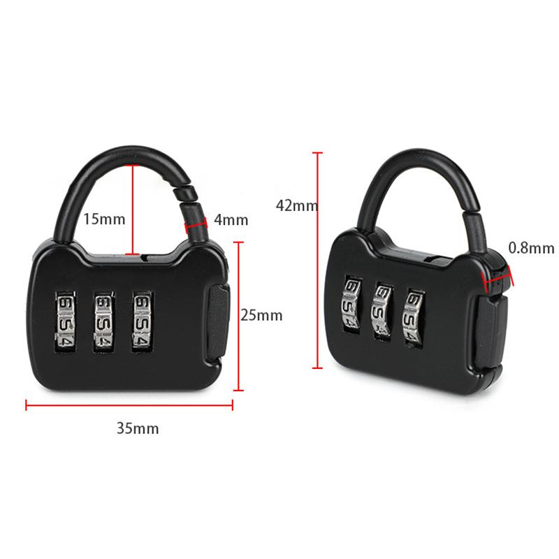 3 Dial Luggage Travel Digit Number Code Lock Combination Padlock Safe Lock For Gym Digital Locker Suitcase Drawer Lock Hardware