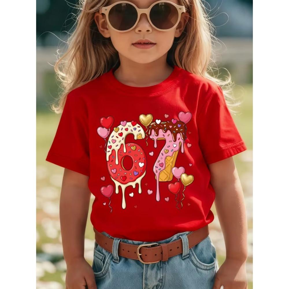 Six Seven 67 I Was 6 Now I'm 7 Print Children's T-shirt Cotton Casual Fashion Summer Kids Clothes Trendy Boys Girls Short Sleeve