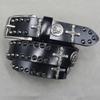 New Style of Personalized Pointed Spike Rivet Cowhide Belt, Cross Skull Decorative Hardware, INS Style