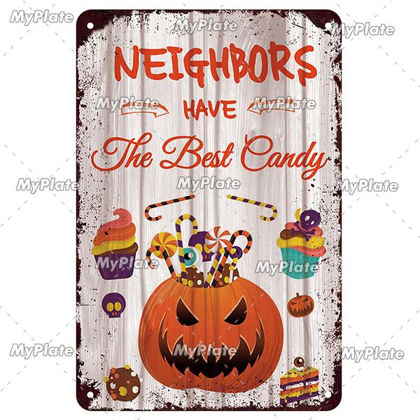 [MyPlate] Halloween Metal Sign Vintage Tin Sign Cafe Bar Decorative Plaque Home Decor Party Wall Sticker Witch Poster Gift