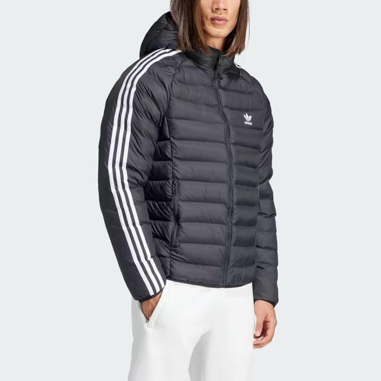 Adidas Originals Padded Hooded Puffer Jacket With Three-Stripe Design Men Outerwear Black IL2563