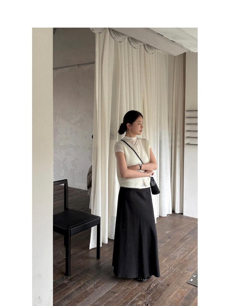 TG Soft Korean Lyocell A-line Slimming Skirt, Spring 2026 Drape Long Style