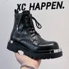 2024 autumn and winter men's platform locomotive Martin boots high-top tooling shoes side zipper fashion trend shoes 70065-A