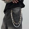 Ingemark Hip Hop Imitation Pearl Colorful Rhinestone Jeans Pants Chain Men Trend Creative Metal Pendant Bag Chain Couple Jewelry