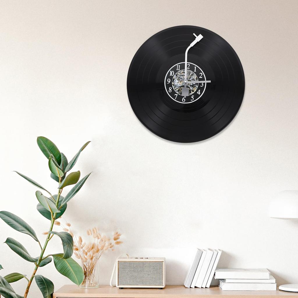 Homoyoyo Schallplatten Wanduhr, 12 Zoll, 335g, Retro Dekor, Leise Wanduhr für Schlafzimmer/Wohnzimmer, Einfache Installation, Innenwanduhr