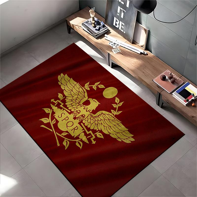 Roman SPQR Eagle Emblem Rug Non-slip Rug Suitable for Living Room and Bedroom Sofas.