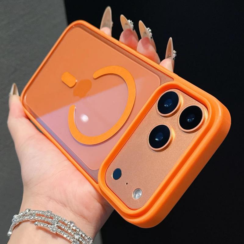 Orange For Magsafe Magnetic Phone Case For iPhone 17 16 15 14 13 12 11 Pro Max Wireless Charging Acrylic Hard Protect Cover