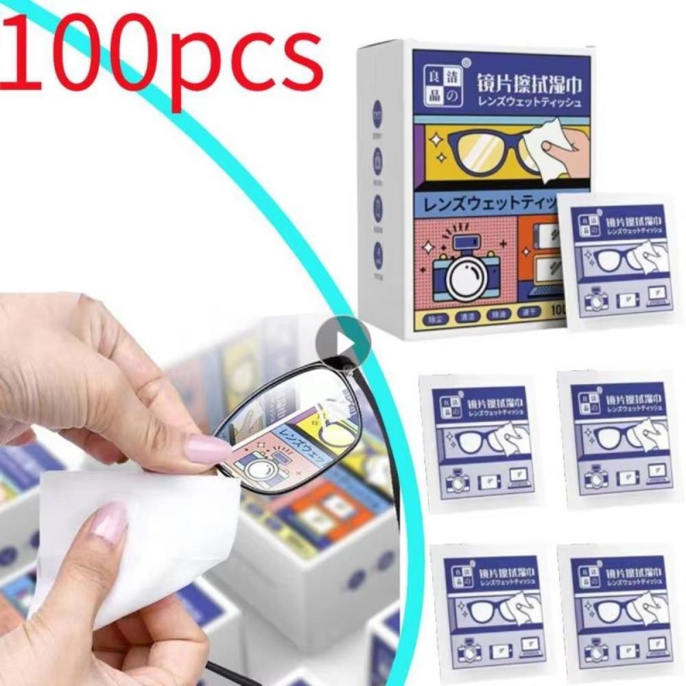 100Pcs/Box Portable Glasses Cleaning Cloth Disposable Glasses Cleaning Wipes