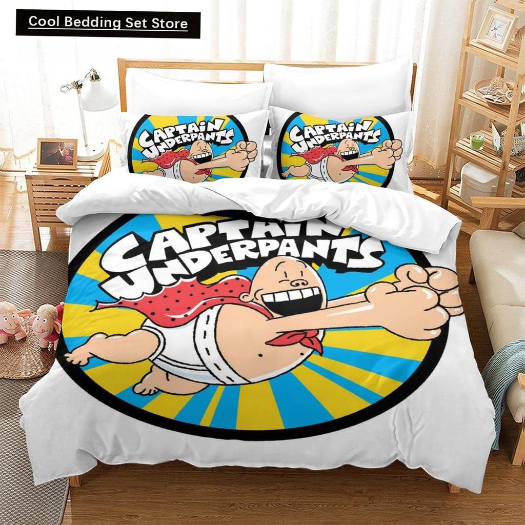Módní kreslený Kawaii Kapitán Kalhotky Ložní souprava Jednolůžko Dvojlůžko Plná Queen King Size Ložní souprava Ložní souprava pro dospělé Dětská ložnice Sady povlečení na přikrývku