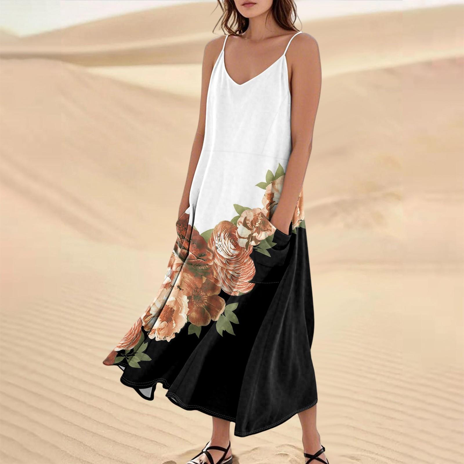 

Женское летнее платье, повседневные свободные длинные пляжные платья для отдыха XL белый