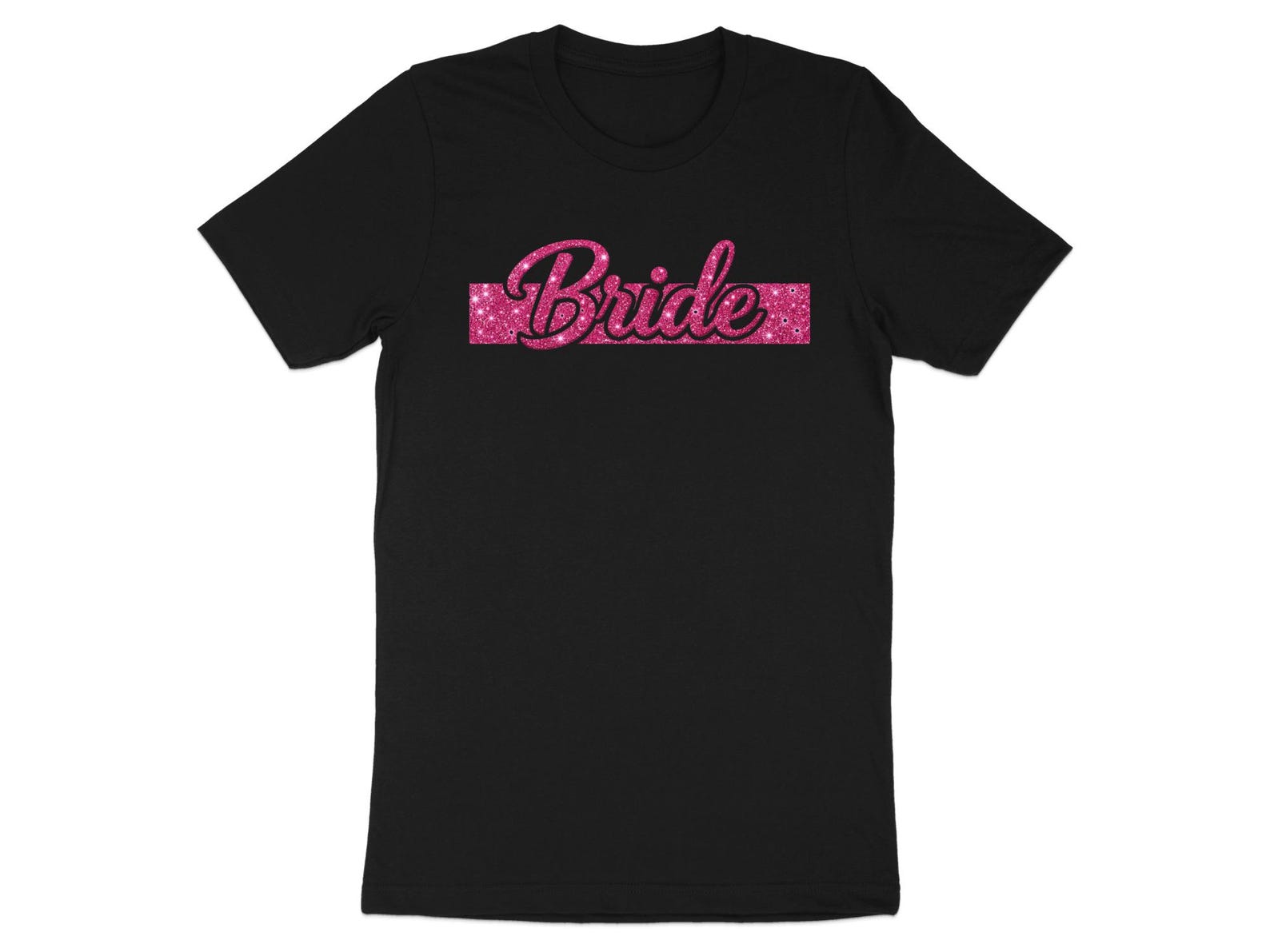 Pink Glitter Bride Script T-Shirt, Bachelorette Party Bridal Top 2XL