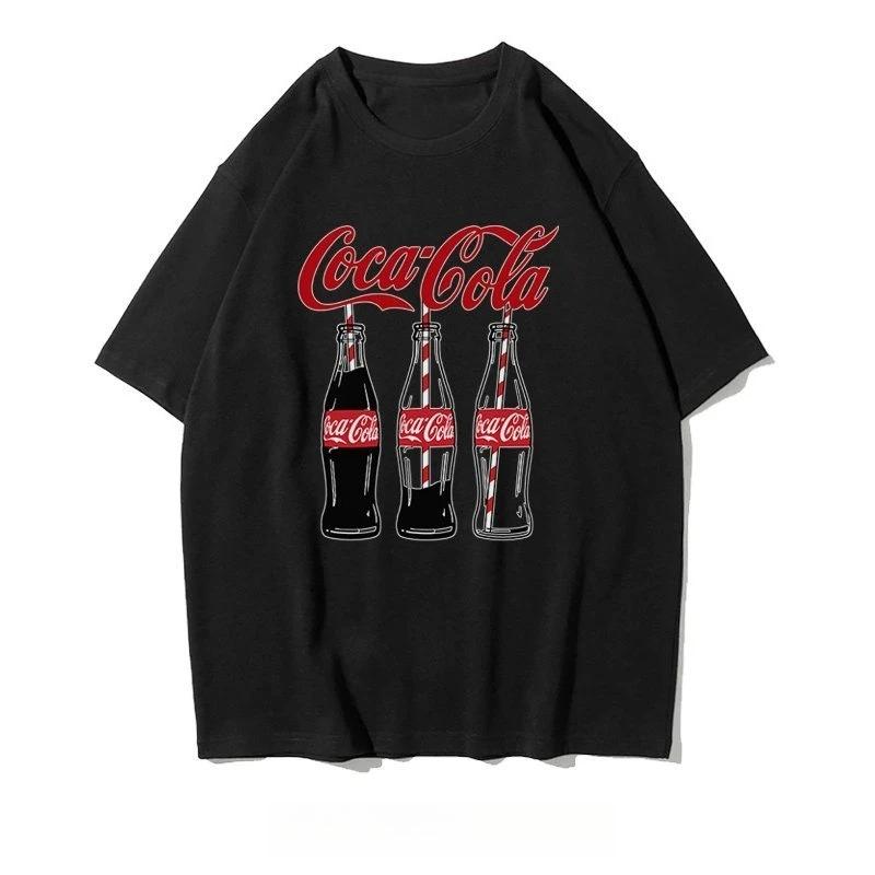 2026 Summer New Men's Women T-shirt Fashion Streetwear Coke T-shirt Unisex Astronauts Joint Design Short Sleeve Commemorative Shirt