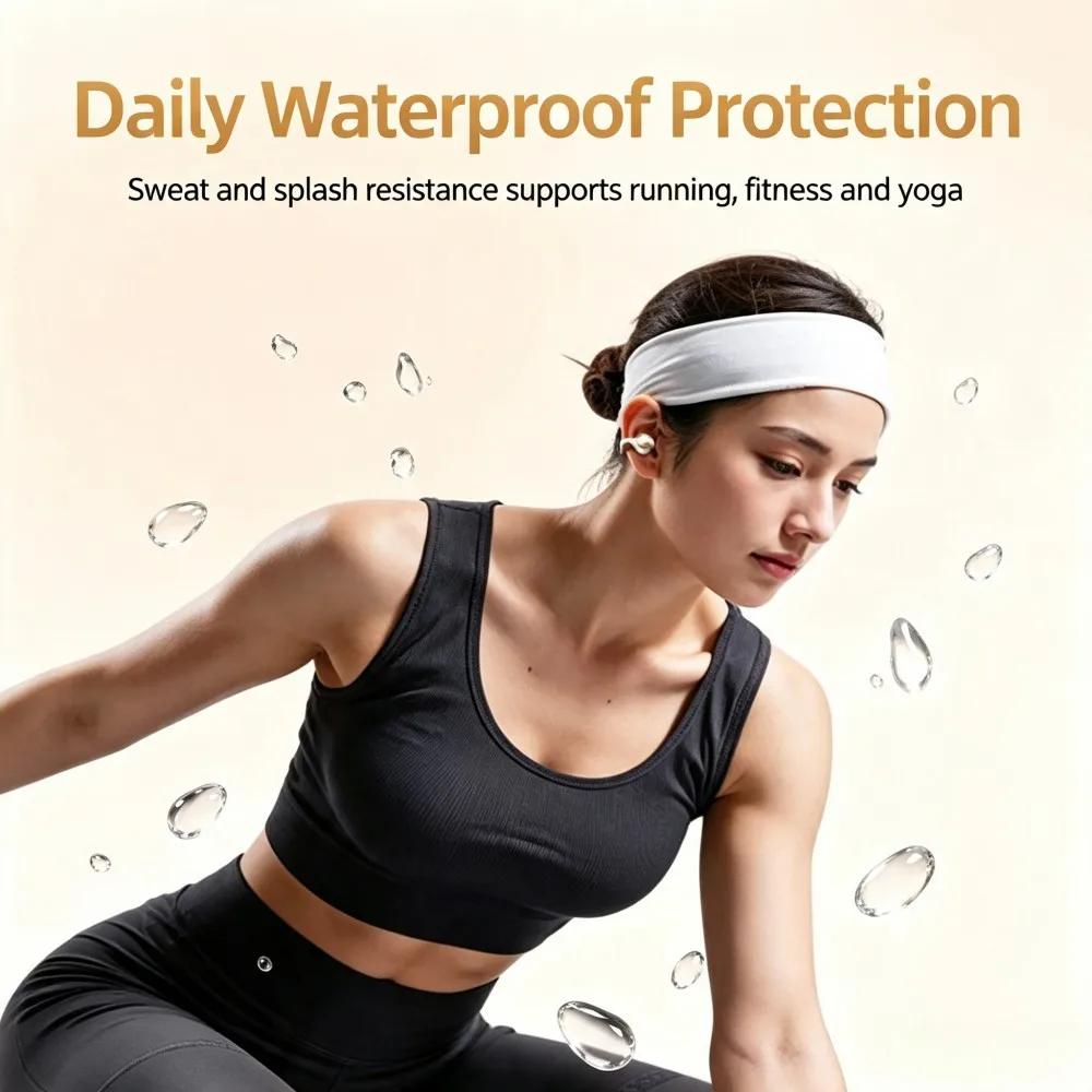 Bluetooth 6.0 Earphones Open Ear Clip Earbuds LED Digital Display ENC Noise Cancelling Wireless Headsets Clear Call Bass Boost Headphones