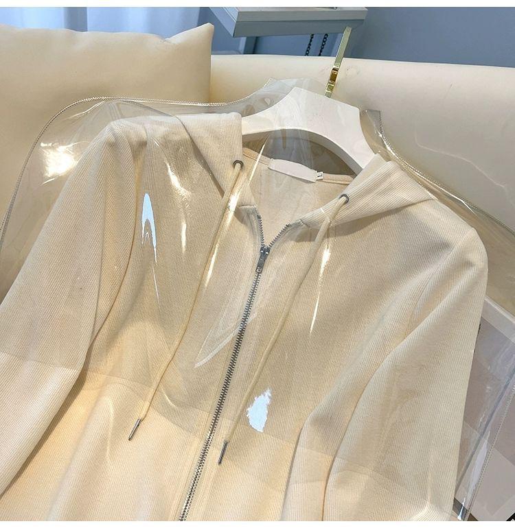 2023 Korean Style Women's Slimming Short Hooded Sweatshirt with Double-Headed Zipper