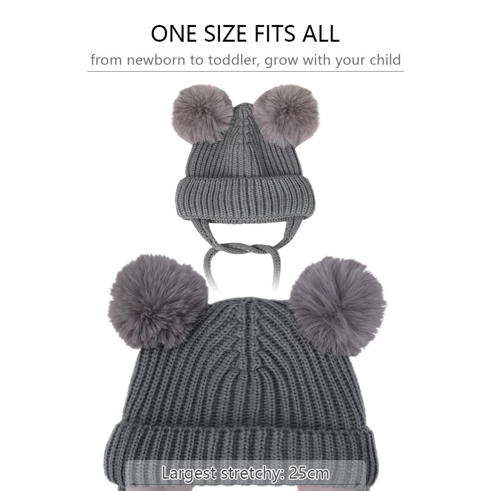 Pompom Winter Baby Hats Cute Beanies Caps Bear Ear Protection Knitted Boys Girls Headwraps Warm Kids Crochet Infant Kid Headwear