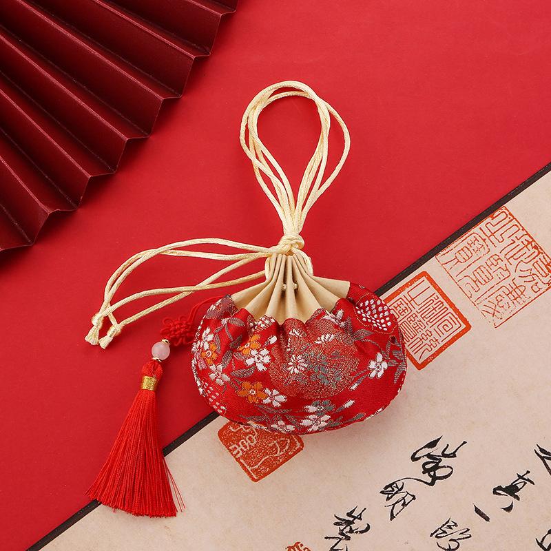 Chinese Style Purse Pouch Drawstring Women Tassel Storage Bag Multi-Color Embroidery Cloth Jewelry Pouch For Wedding Guests