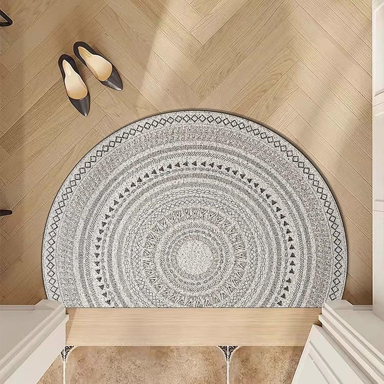 Vintage Half Circle Carpet Door Mat Entrance Home Foot Pad Mud Scraper Durable Easy Clean Entrance Rug Indoor Outdoor Use