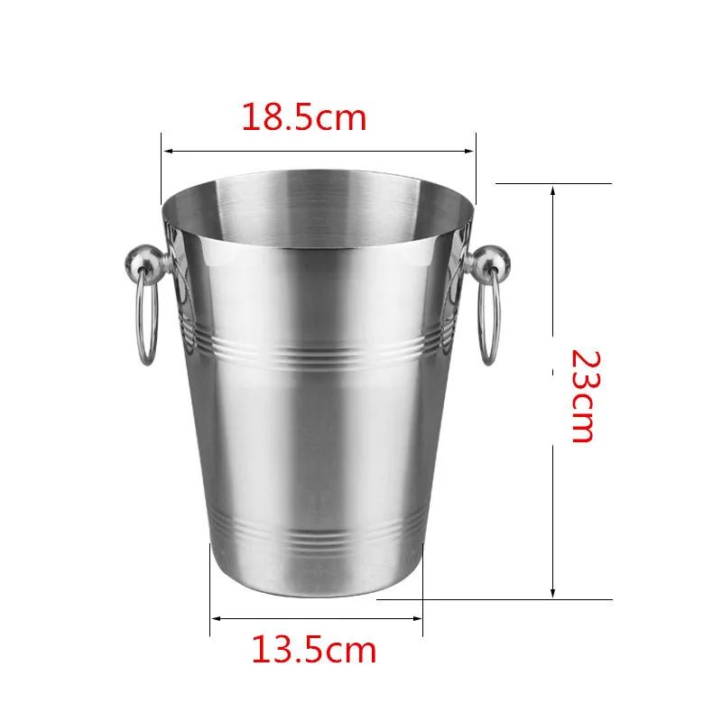 Stainless Steel Bar Ice Bucket Two Handles Champagne Bucket golden Gold Wine Bucket Spit Wine Barrel Container Ktv Club Bar tool